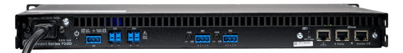 LEA CS702D, 2 Channel x 700 W @ 4ohm, 8ohm, 70V and 100V per channel. Dante Connect